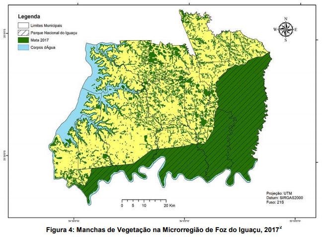 Mapa de áreas verdes em Foz. Reprodução do plano