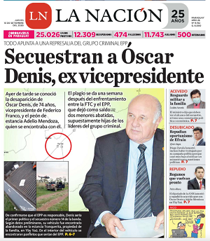 Capa do jornal La Nación desta quinta-feira (10)