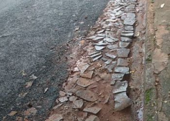 Pavimentação realizada pela Prefeitura de Foz no Morumbi III. Foto: cidadã revoltada