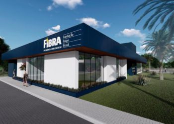 Projeto arquitetônico da sede da Fibra em construção em Foz do Iguaçu. Ilustração: IB