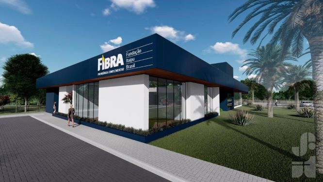 Projeto arquitetônico da sede da Fibra em construção em Foz do Iguaçu. Ilustração: IB