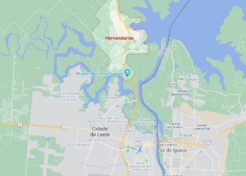 Localização do município de Hernandarias. Ilustração: Google