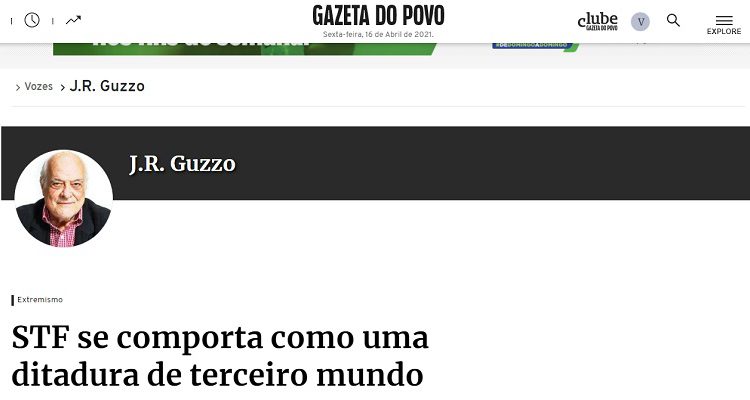 Reprodução do site da Gazeta do Povo