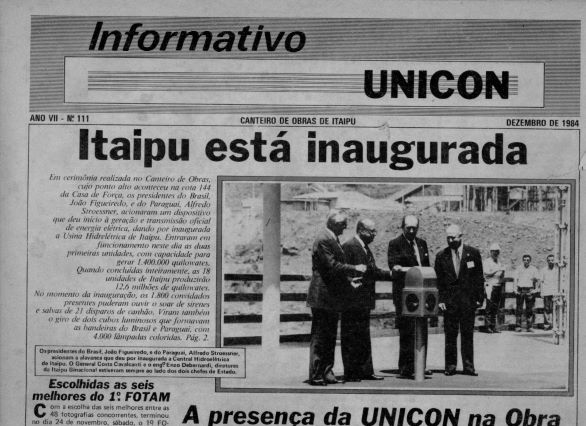 Foto: reprodução da edição do jornal da Unicon que comemorou o início da produção de energia.