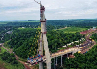 Estágio da construção da ponte no lado paraguaio. Foto: DER-PR/Divulgação