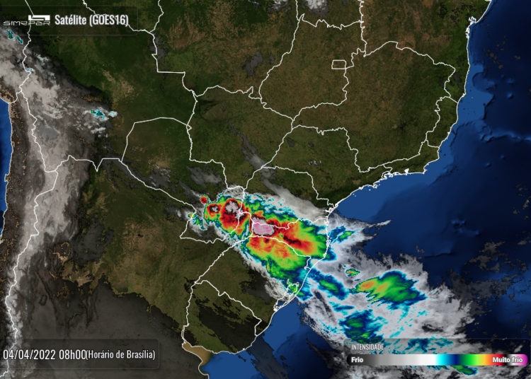 Foto de satélite publicada nesta segunda-feira pelo Simepar