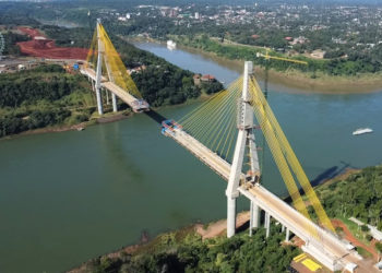 Estágio atual das obras da Ponte da Integração. Foto: DER-PR/Divulgação