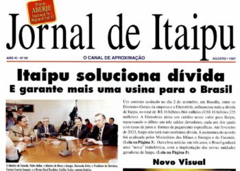 Capa do Jornal da Itaipu, edição de agosto de 1997, em que foi anunciada a renegociação da dívida da usina