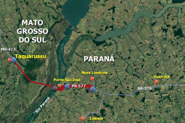 Estado lança edital para contratar estudo da nova ponte de ligação com o Mato Grosso do Sul
Foto: DER/PR