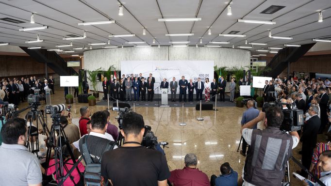 Solenidade que marcou a quitação da dívida da Itaipu, realizada na terça-feira (28). Foto: Rubens Fraulini/IB