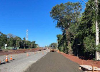 Obras de duplicação da Rodovia das Cataratas. Foto: DER/Divulgação