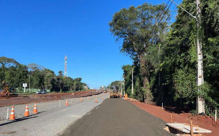 Obras de duplicação da Rodovia das Cataratas. Foto: DER/Divulgação