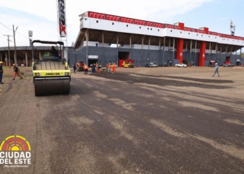 Semana passada, a Prefeitura de Ciudad del Este recapeou a área de estacionamento do estádio 3 de Febrero. Foto: divulgação