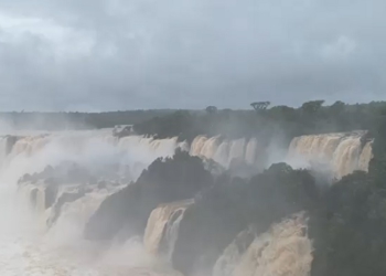Cataratas do Iguaçu nesta sexta. Foto: captura de vídeo de divulgação/Cesar Muller