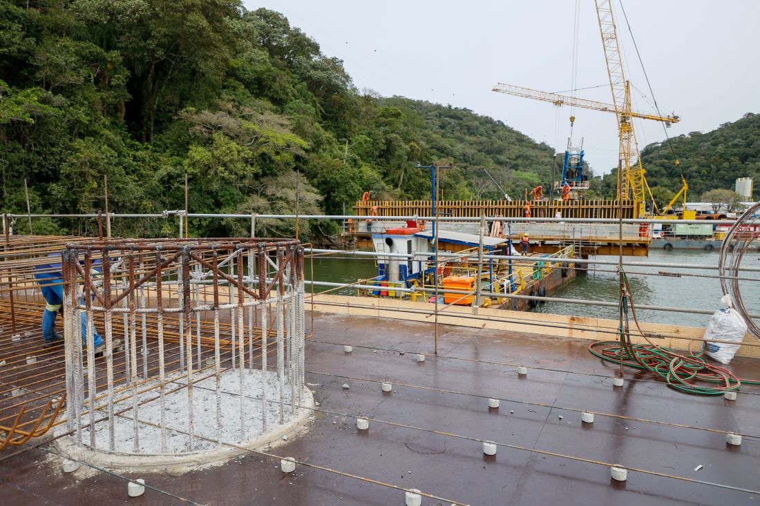 Estágio das obras da ponte. Foto: Geraldo Rosa/AEN