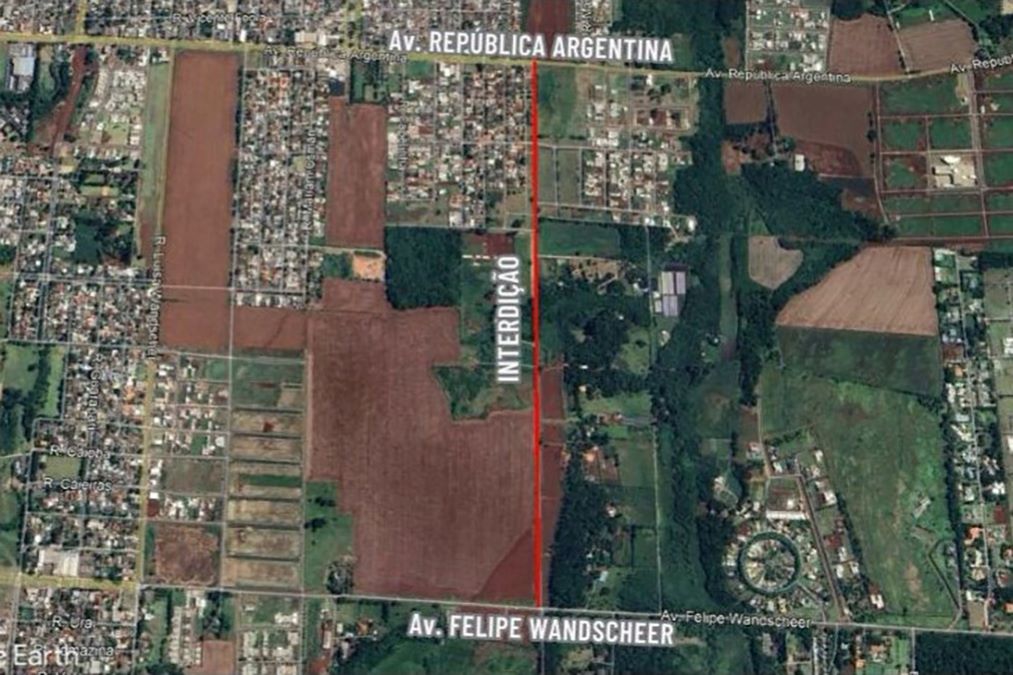 Mapa mostra o trecho que será interditado. Foto: DER-PR