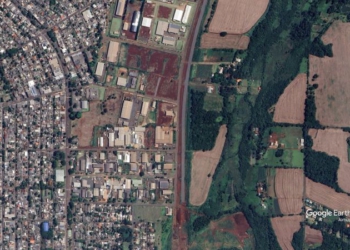 Área do Distrito Industrial está à esquerda na foto do Google Earth