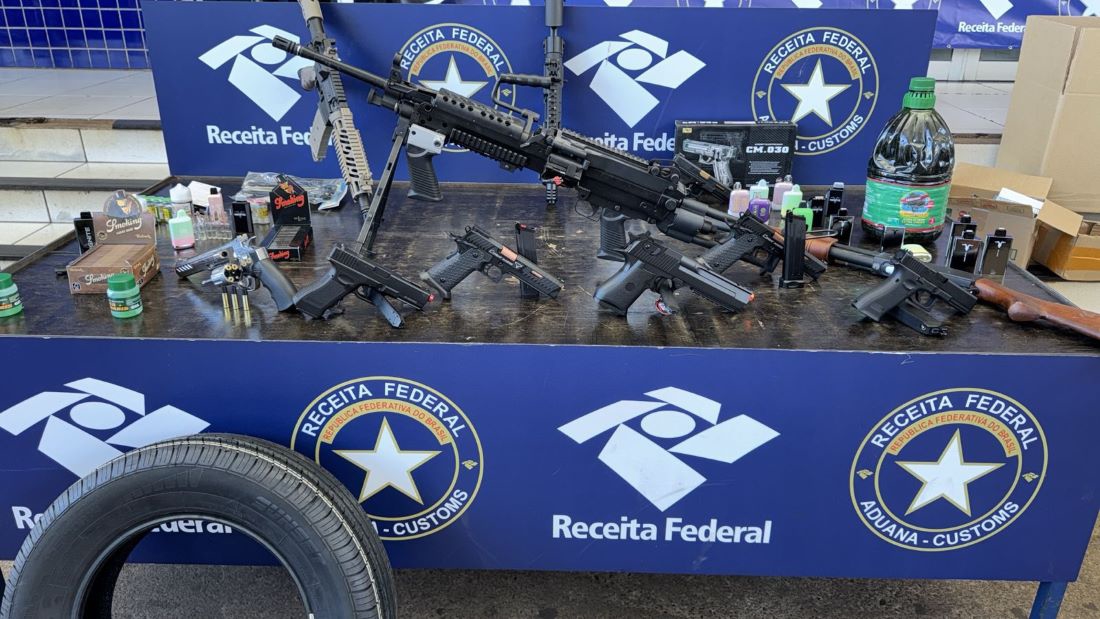 Armas de fogo, réplicas de armas de fogo, armas de ar comprimido, entre outros, não podem ser trazidos para o Brasil. Foto: divulgação