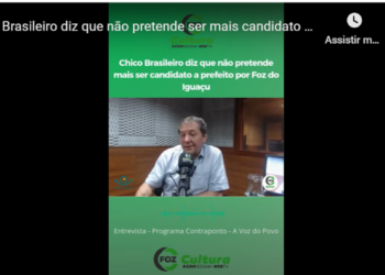 Chico Brasileiro em entrevista à Rádio Cultura. Foto: captura de vídeo.