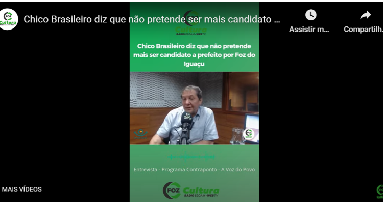 Chico Brasileiro em entrevista à Rádio Cultura. Foto: captura de vídeo.