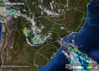 Imagem de satélite,
tirada nesta manhã, mostra o Paraná sem nuvens significativas. Foto: divulgada pelo Simepar